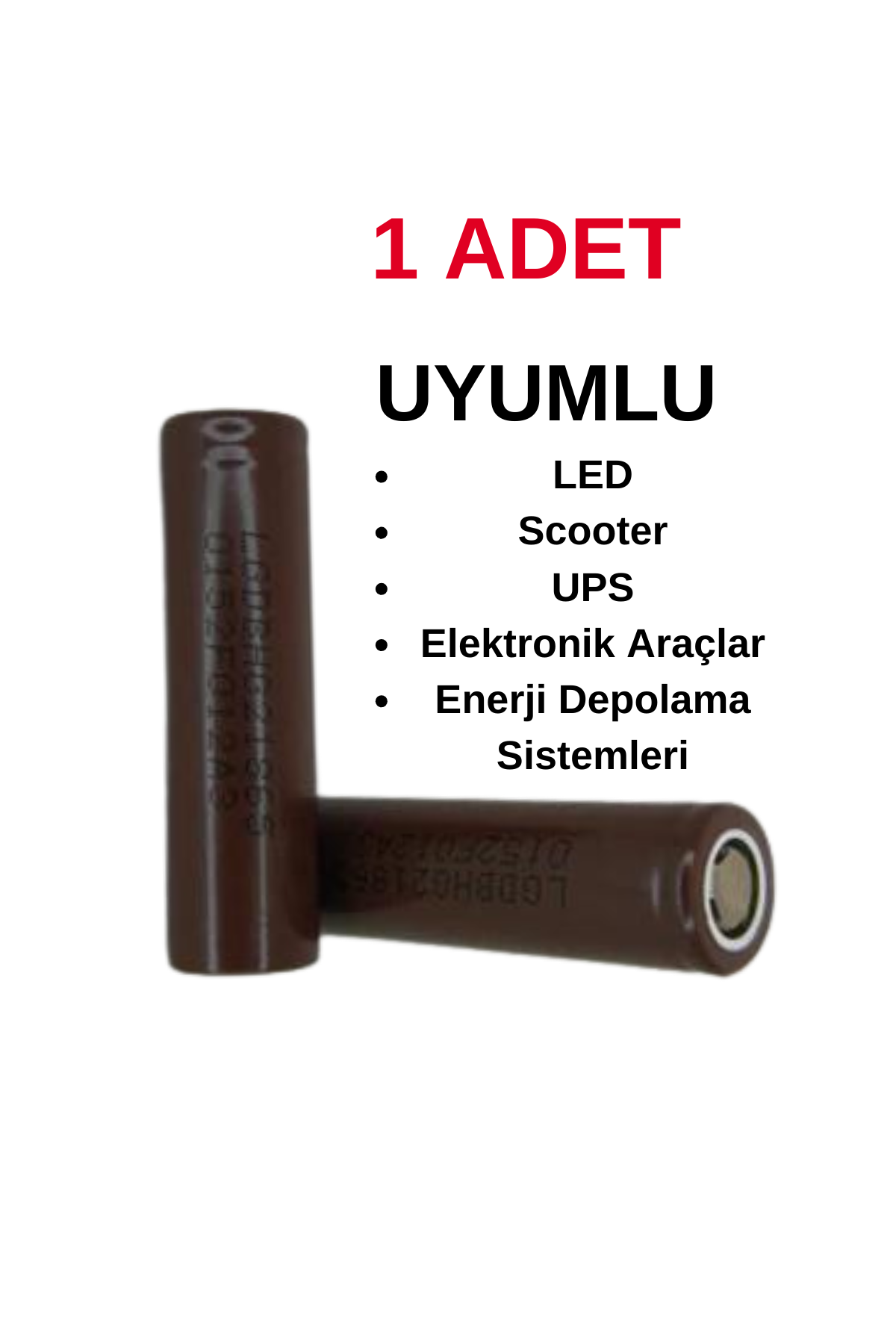 LG 18650 HG2 3,6v 3000 mAh Li-Ion Şarjlı Pil