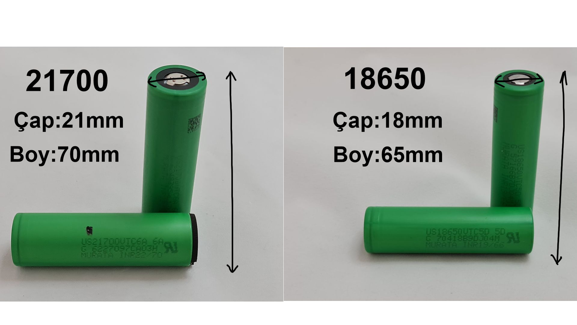 Sony VTC6A 3100 mah Yenilenmiş 21700 Şarj Edilebilir Pil Scooter Matkap Süpürge Uyumlu