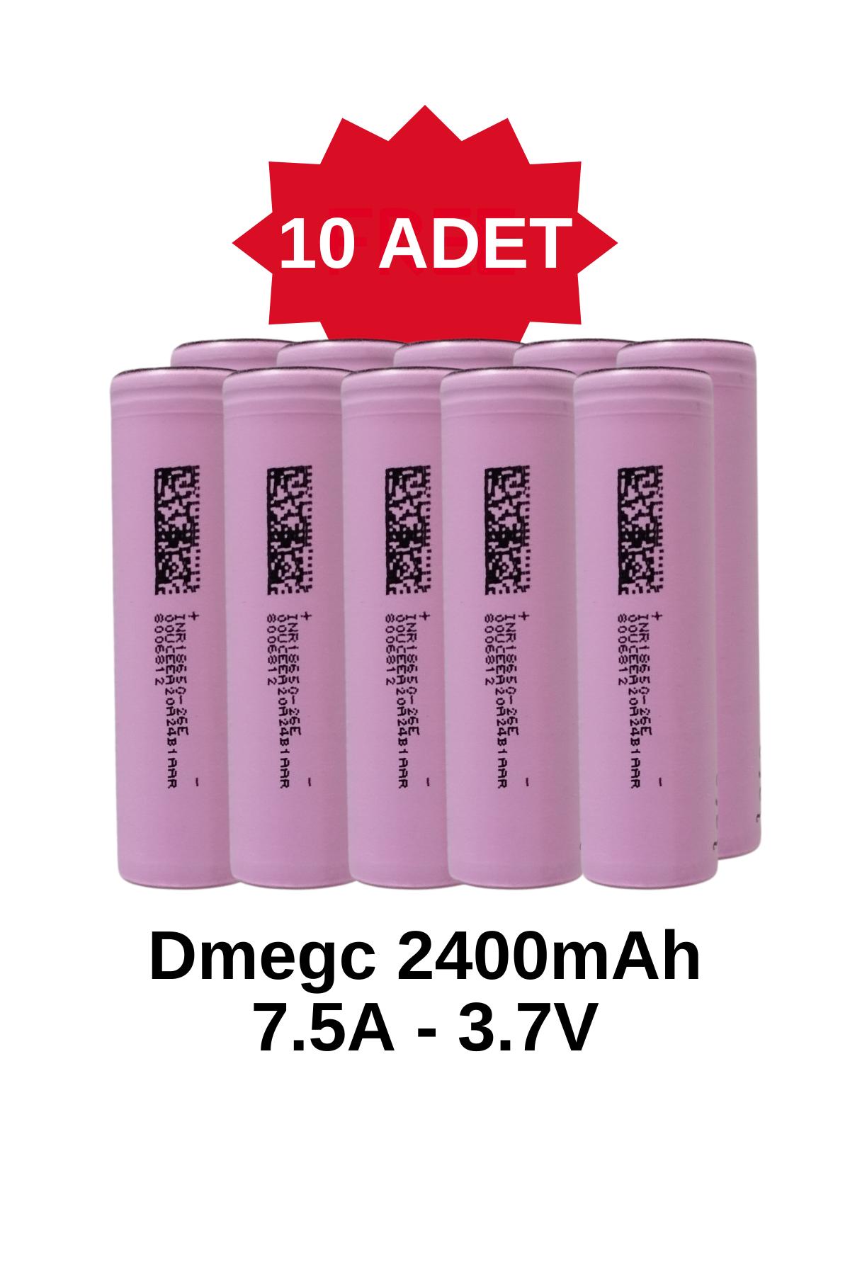 Dmegc INR18650-26E - 3.7V 2400 mAh Li-Ion Şarjlı Pil - 7.5A 10 Lu Paket